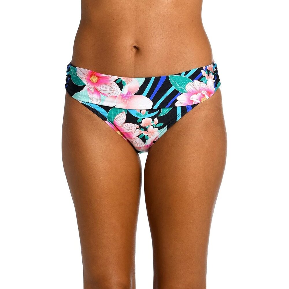 La Blanca Nightfall Blooms Shirred Band Hipster Bottom in Black Multi 16